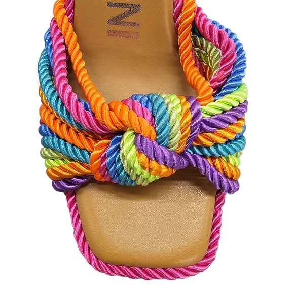 Gianni Bini Wedge Platform Sandal Women's Size 6 Leena Rainbow Cord Striped NEW - Picture 9 of 13